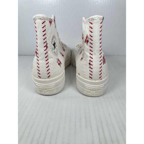 Size 8W Converse Chuck Taylor All Star Hi Lift Floral Rose Embroidery Platform - Picture 6 of 9